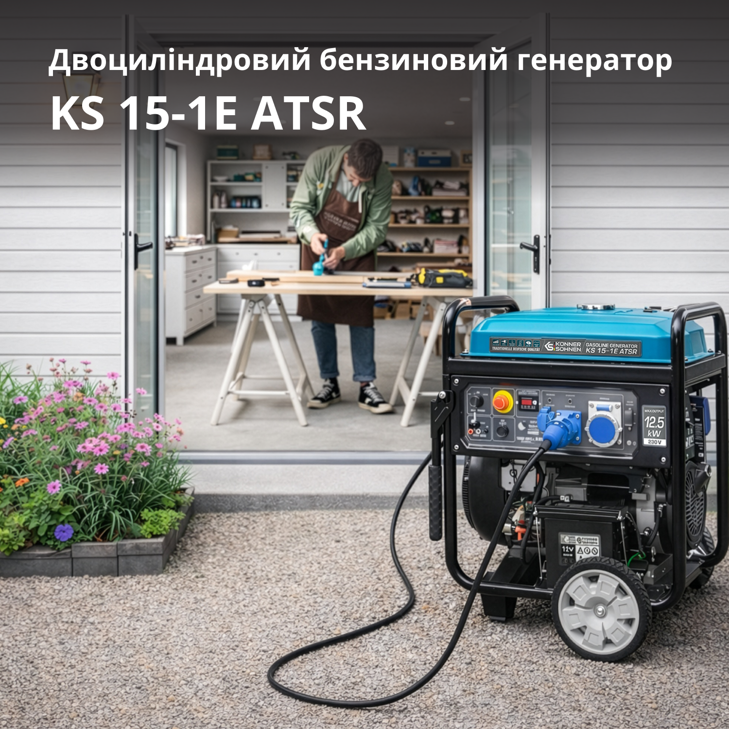 Бензиновий генератор двоциліндровий «Könner & Söhnen» KS 15-1E ATSR