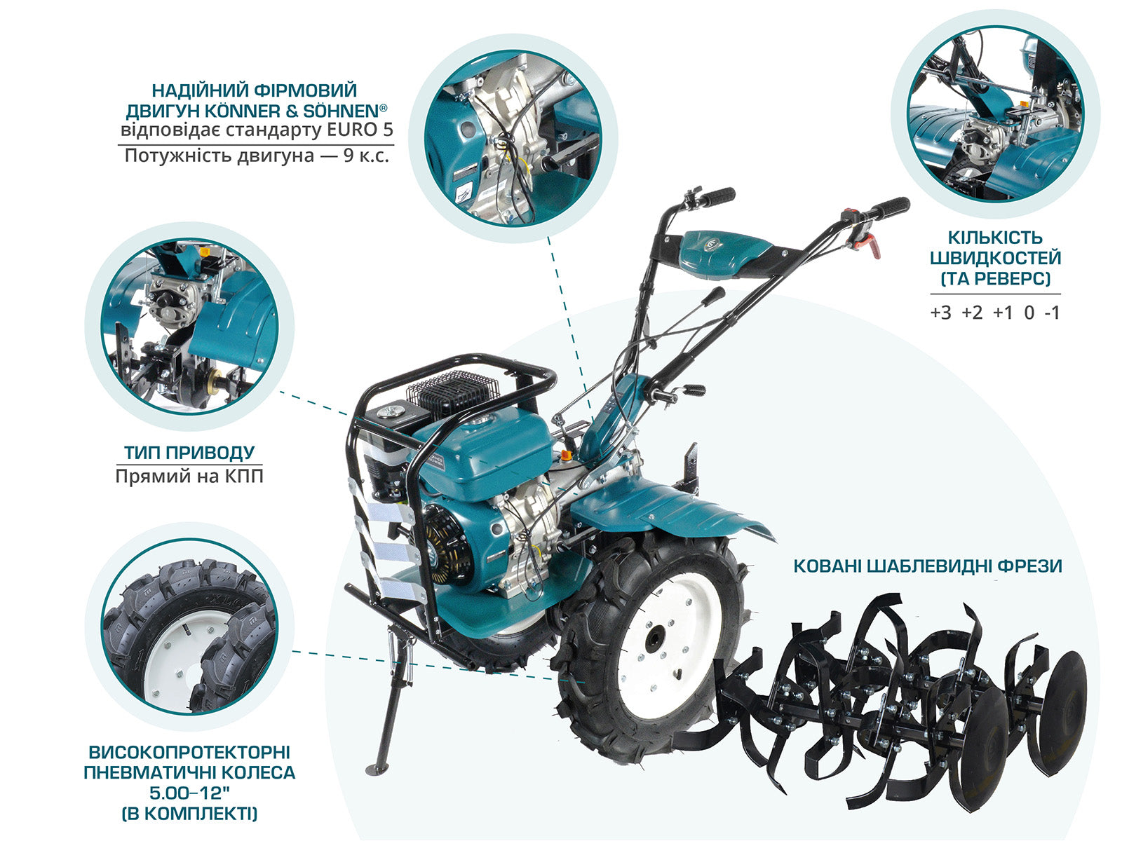 Бензиновий культиватор KS 9HP-1350G-3 (500)
