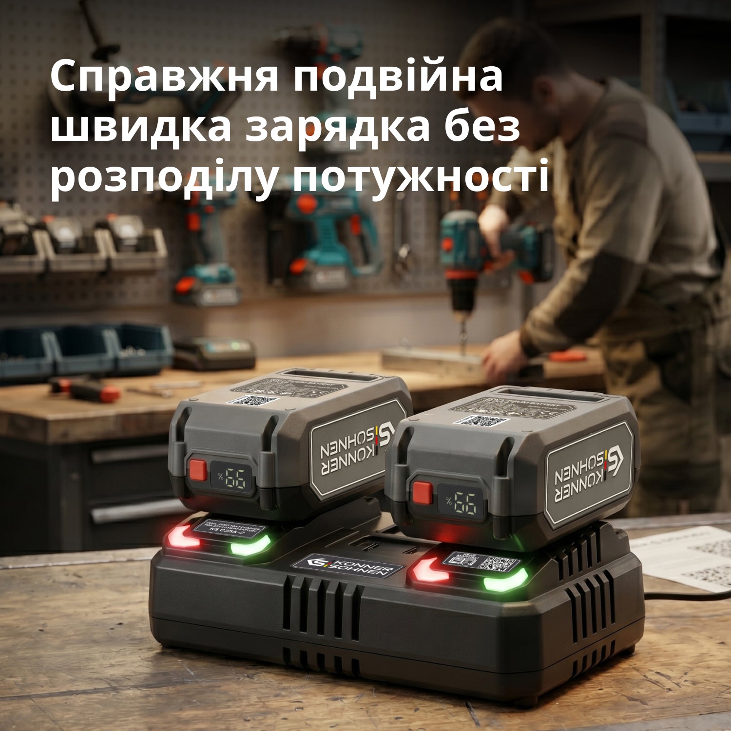 Подвійний швидкий зарядний пристрій для акумуляторних батарей 20V KS C35A-2